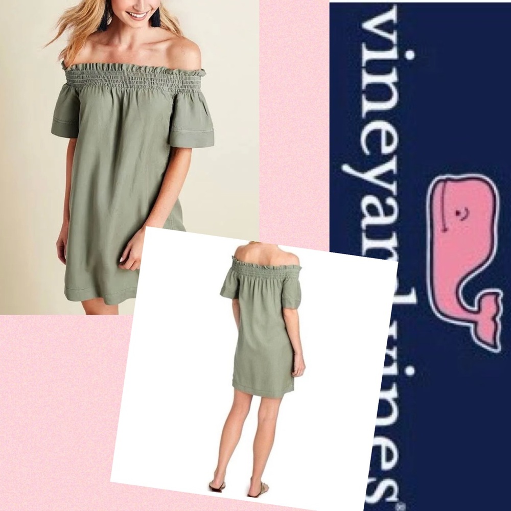 Vineyard Vines olive colored Madison Tencel dress size medium